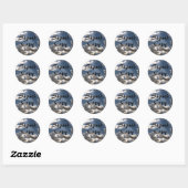 Blue Skies White Clouds Foto ondertekend exemplaar Ronde Sticker (Vel)