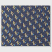 Blue Skink Patterned Navy Blue Wrapping Paper Cadeaupapier (Vlak)