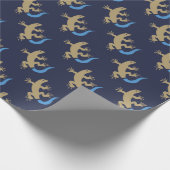 Blue Skink Patterned Navy Blue Wrapping Paper Cadeaupapier (Hoek)