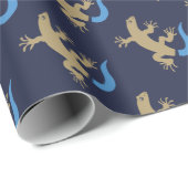 Blue Skink Patterned Navy Blue Wrapping Paper Cadeaupapier (Rol Hoek)