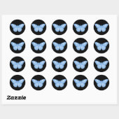 Blue Skull Butterfly Ronde Sticker (Vel)