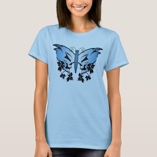 Blue Skull Butterfly T-shirt (Voorkant)