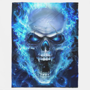 BLUE SKULL FLEECE DEKEN
