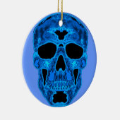 Blue Skull Horror Masker Keramisch Ornament (Rechts)