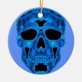 Blue Skull Horror Masker Keramisch Ornament (Voorkant)