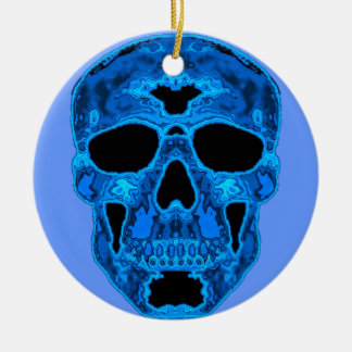 Blue Skull Horror Masker Keramisch Ornament