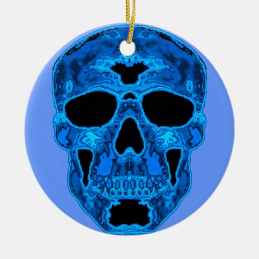 Blue Skull Horror Masker Keramisch Ornament (Voorkant)