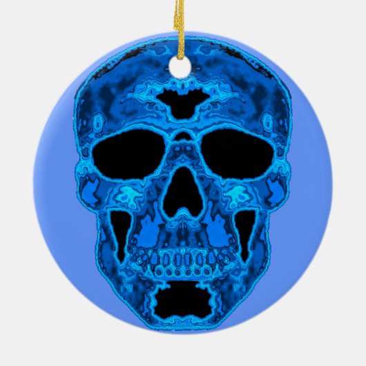 Blue Skull Horror Masker Keramisch Ornament (Achterkant)