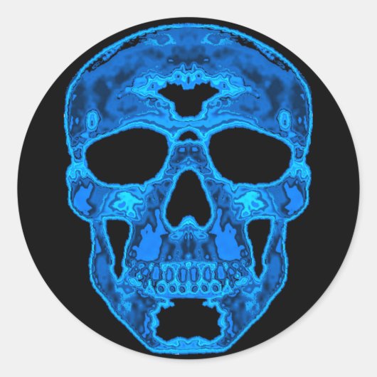 Blue Skull Horror Masker Ronde Sticker (Voorkant)