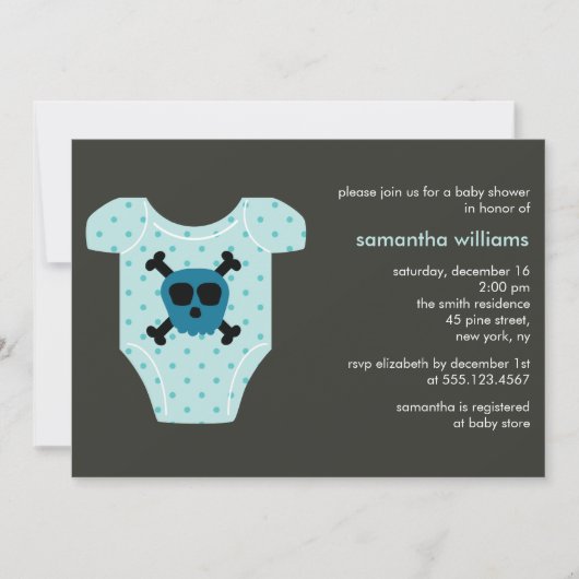 Blue Skull Outfit Boy Baby shower Kaart (Voorkant)