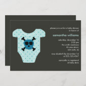 Blue Skull Outfit Boy Baby shower Kaart (Voorkant / Achterkant)