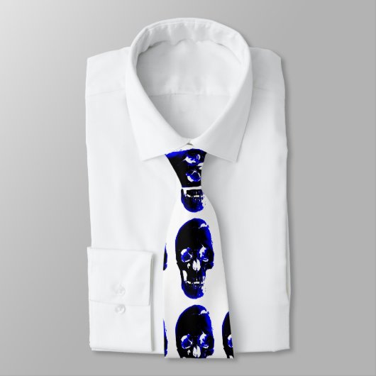 Blue Skull Pop Art Fantasy Neckwear Stropdas (Gebonden)