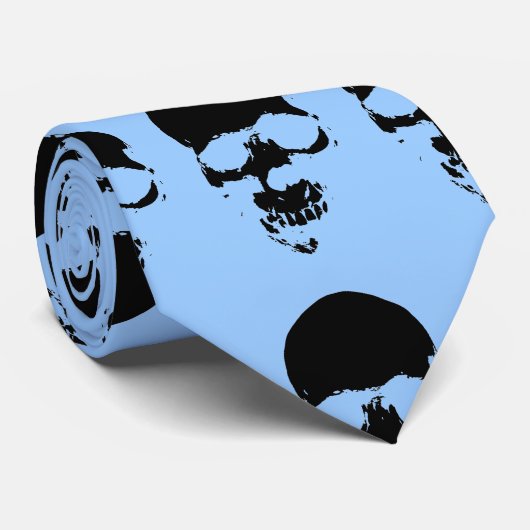 Blue Skull Pop Art Fantasy Stropdas (Opgerold)