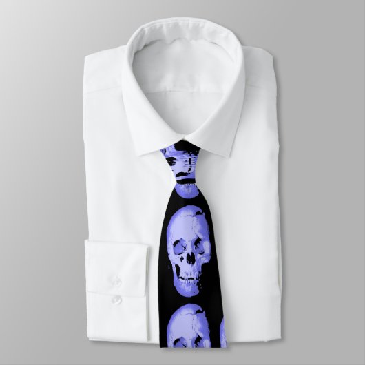 Blue Skull Pop Art Fantasy Stropdas (Gebonden)