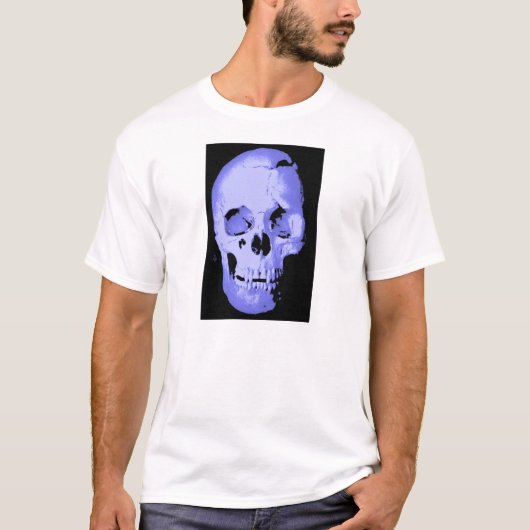 Blue Skull Pop Art Fantasy T-shirt (Voorkant)