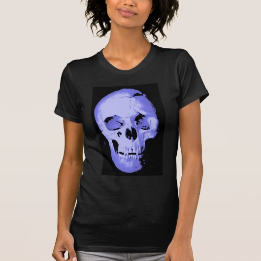 Blue Skull Pop Art Fantasy T-shirt (Voorkant)