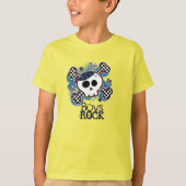Blue Skull Punk Rocker Rock Boys Custom T-shirt (Voorkant)