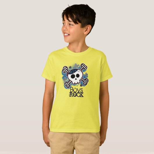 Blue Skull Punk Rocker Rock Boys Custom T-shirt (Voorkant volledig)