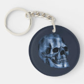 Blue Skull Scary Cool and Unique Gothic Halloween Sleutelhanger (Voorkant)