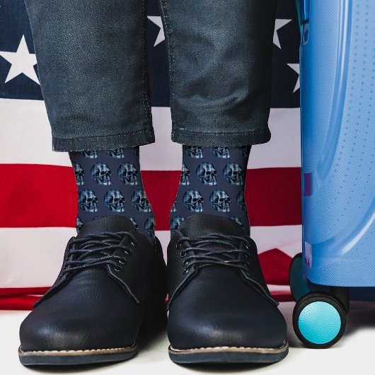 Blue Skull Scary Cool and Unique Gothic Halloween Sokken