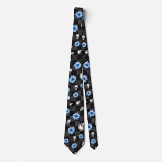 Blue Skulls and Sunflower Series Design 12 Stropdas (Voorkant)
