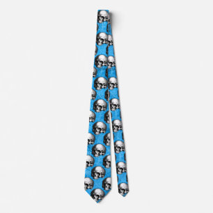 Blue Skulls and Sunflower Series Design 4 Stropdas