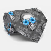 Blue Skulls and Sunflower Series Design 5 Stropdas (Opgerold)