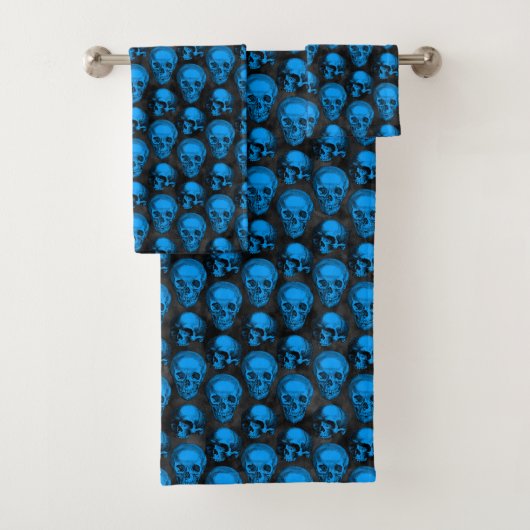 Blue Skulls and Sunflower Series Design 6 Bad Handdoek (Insitu)