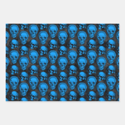 Blue Skulls and Sunflower Series Design 6 Inpakpapier Vel (Voorkant 3)