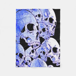 Blue Skulls Fleece Blanket Deken