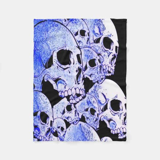 Blue Skulls Fleece Blanket Deken (Voorkant)