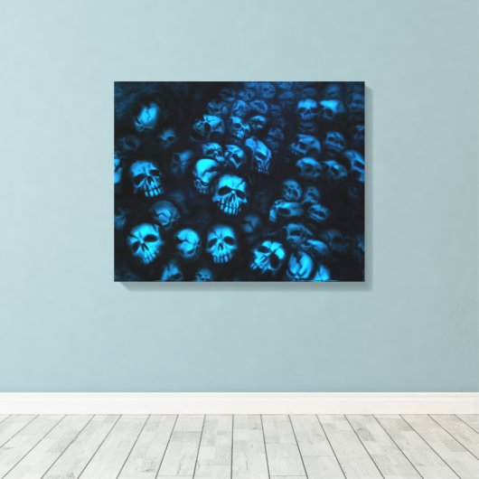 Blue Skulls Leinwand Canvas Afdruk (Insitu (Houten vloer))