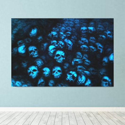 Blue Skulls Leinwand Canvas Afdruk (Insitu (Houten vloer))