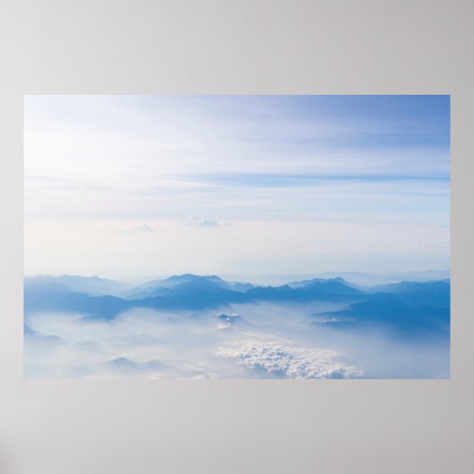 Blue sky and mountains view from airplane stylized poster (Voorkant)