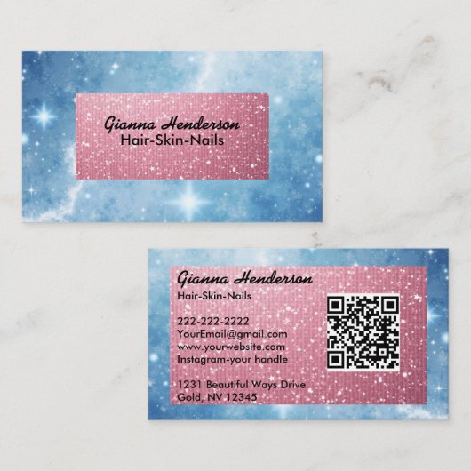 Blue Sky And Pink Flashy Shiny Visitekaartje (Voorkant / Achterkant)