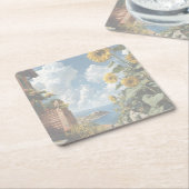 Blue sky and Sunflowers | Acrylic   Kartonnen Onderzetters (Schuin)