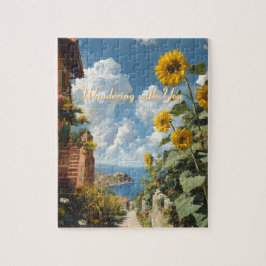 Blue sky and Sunflowers Path to the Sea Art Legpuzzel