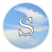 Blue Sky and White Cloud Monogram Keramische Knop (Voorkant)