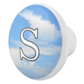 Blue Sky and White Cloud Monogram Keramische Knop (Rechts)
