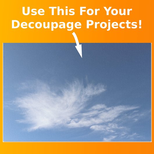 Blue Sky and White Fluffy Clouds Photo Decoupage Tissuepapier