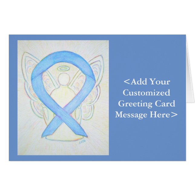 Blue Sky Awareness Ribbon Angel-kaarten (Voorkant Horizontaal)