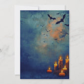 Blue Sky Bats Candles Pumpkins Halloween Party Kaart (Achterkant)