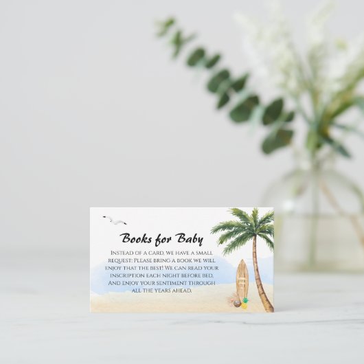 Blue Sky Beach Surfboeken voor Baby shower Informatiekaartje (Staand voorkant)