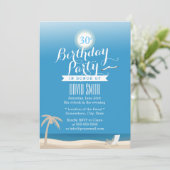 Blue Sky Beach Theme 30th Birthday Party Kaart (Staand voorkant)