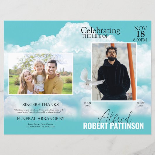 Blue Sky begrafenisprogramma Sjabloon (Voorkant)