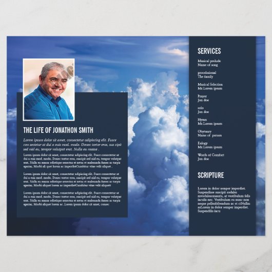 Blue Sky begrafenisprogramma Sjabloon (Achterkant)