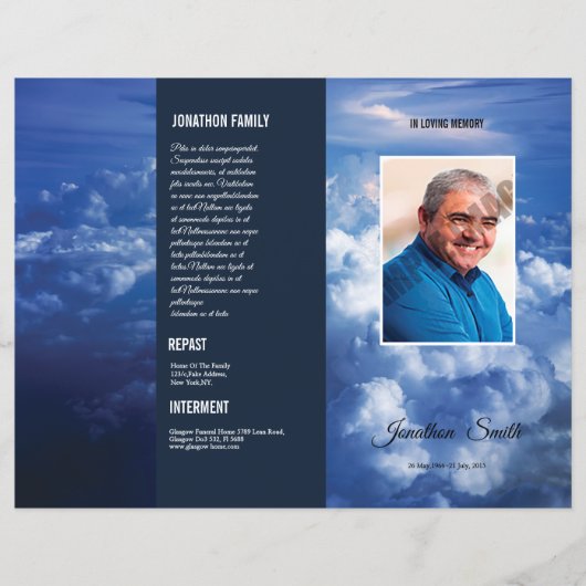 Blue Sky begrafenisprogramma Sjabloon (Voorkant)