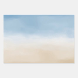 Blue Sky Beige Sand Ombre Waterverf Inpakpapier Vel
