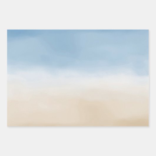 Blue Sky Beige Sand Ombre Waterverf Inpakpapier Vel (Voorkant)