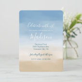 Blue Sky Beige Sand Ombre Waterverf Kaart (Staand voorkant)